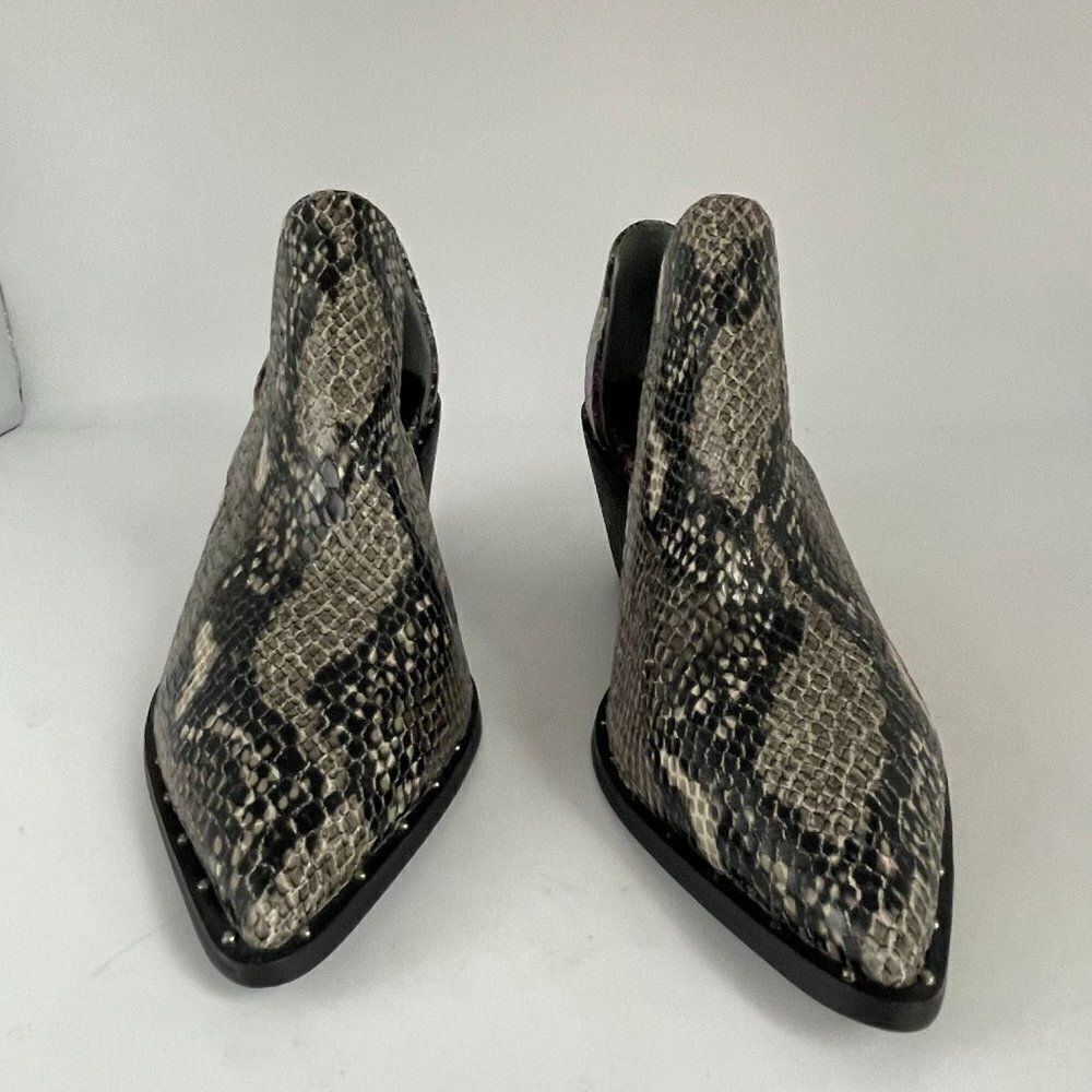 Python Croc Point Toe Ankle Western Cowgirl Chunky Block Boot Shoe 6‎ - Picture 3 of 11